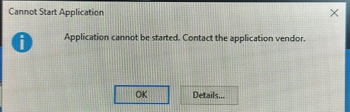 Dritarja Cannot Start Application gjatë hapjes së Finabit